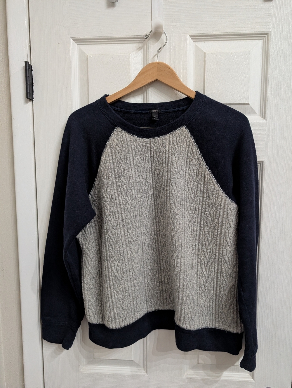 J. Crew Women's XL Navy Blue Gray Sweatshirt Top Crewneck